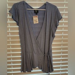 Blue Gingham Wrap Top